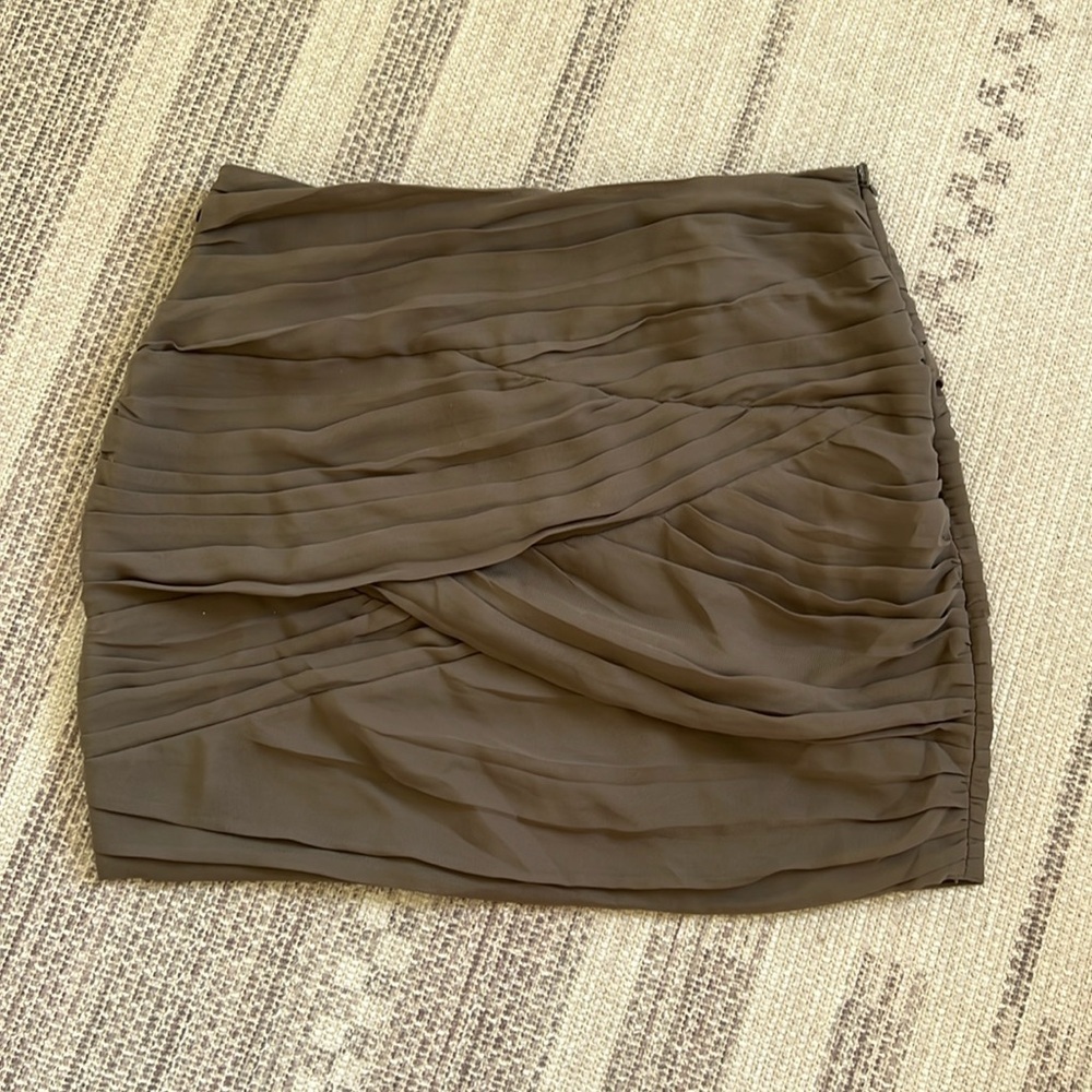 Aqua Olive Green Pleated Skirt